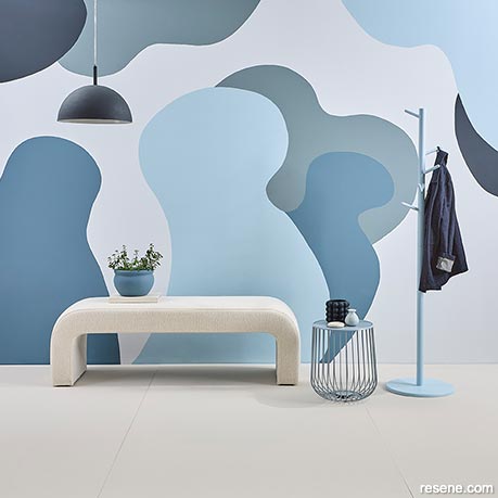 Painted wall mural and painted furniture